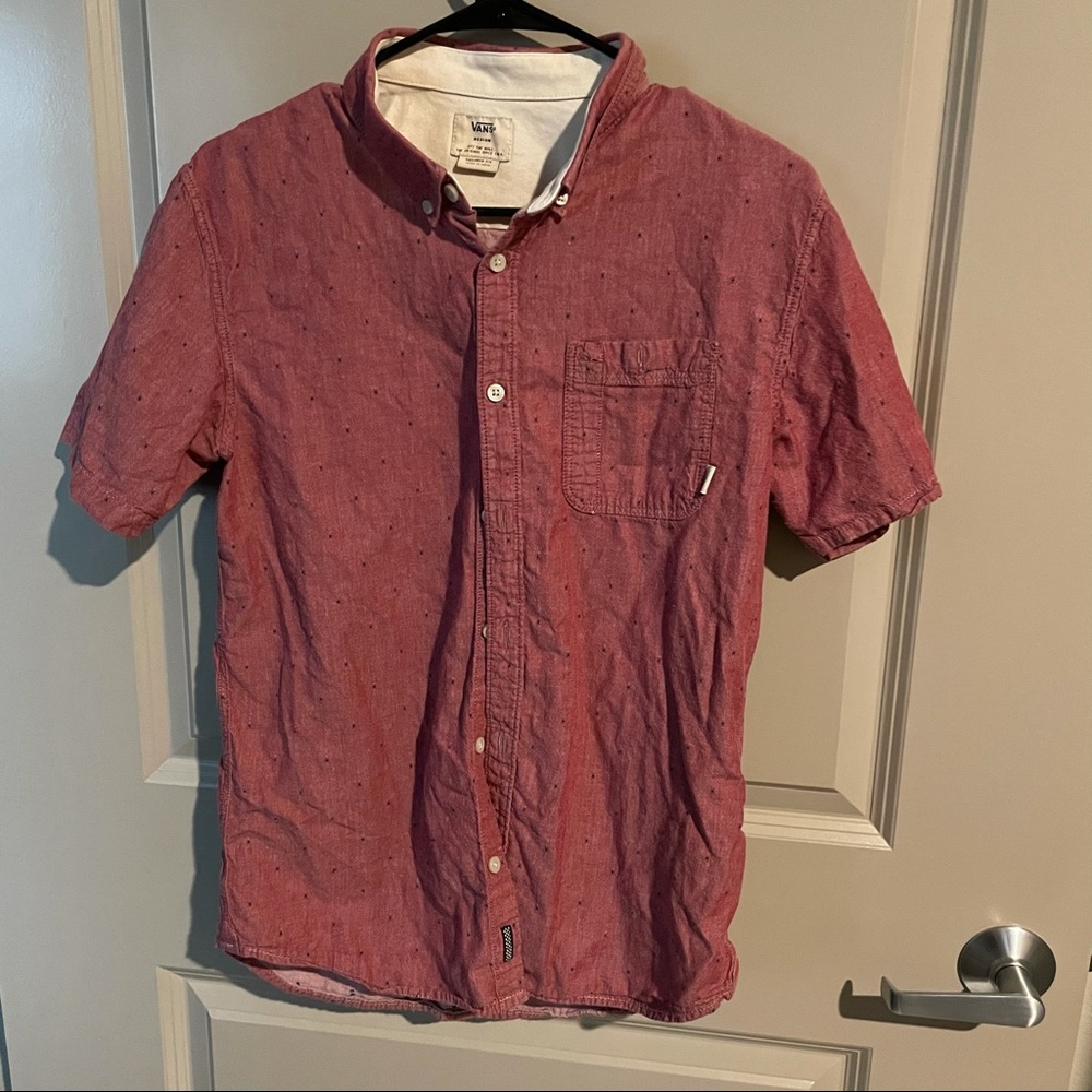 VANS men’s red short sleeve button down M